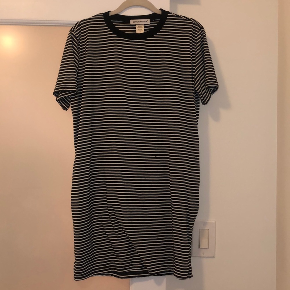 Black And White Stripe T Shirt Dress